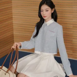 Croptop straight collar shirt