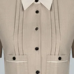 Croptop with 2 pockets and mandarin collar