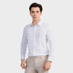 Men's White Printed Shirt Aristino Slim Fit ALS1560S2