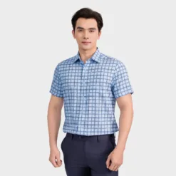 Aristino Business Blue Plaid Men's Shirt 1SS063AS